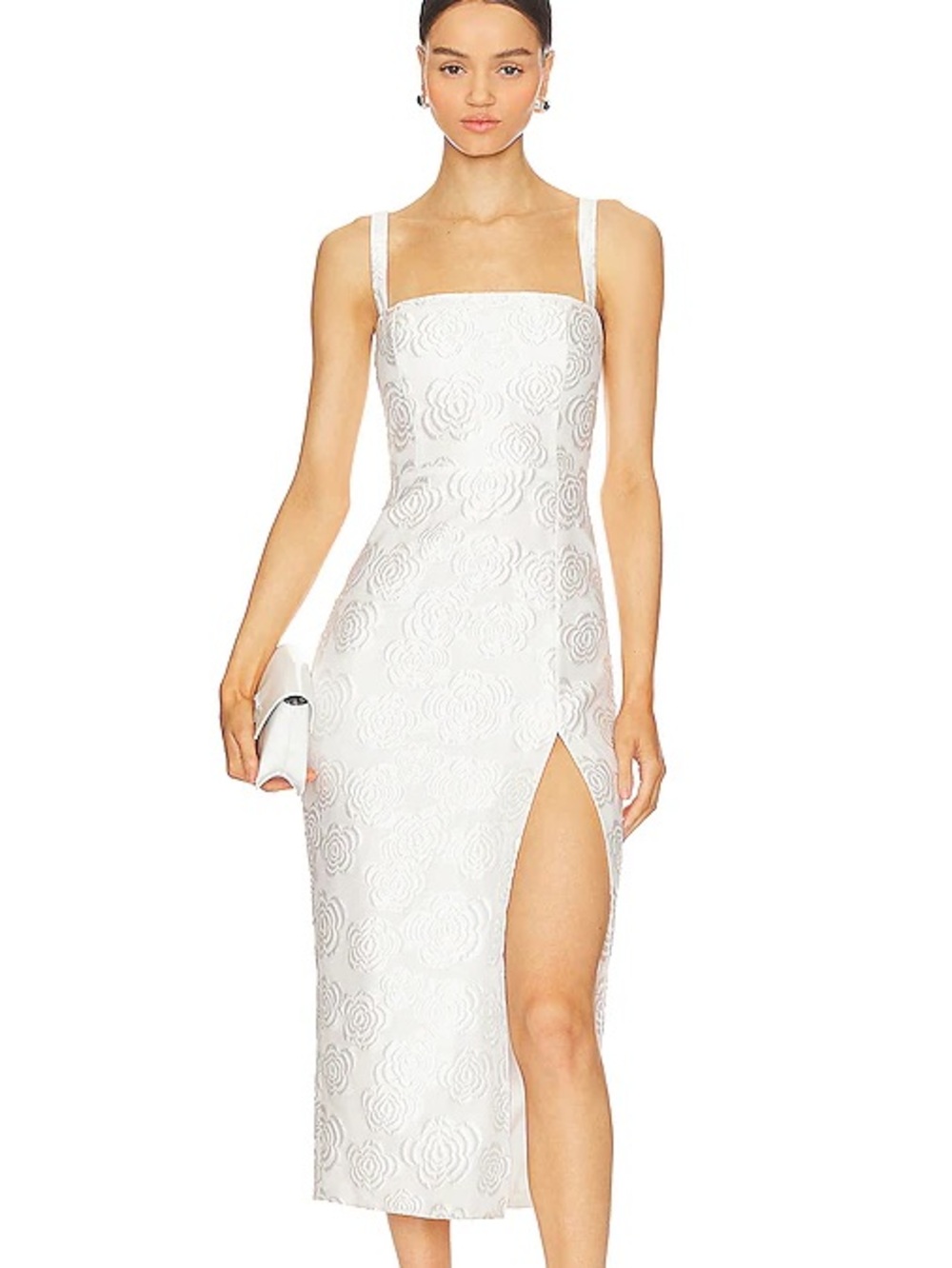 AMANDA UPRICHARD Elegant White Midi Dress Monica Dress - Bridal